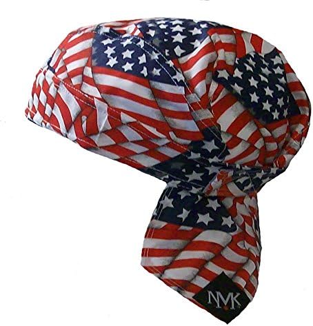 USA Flag Skull Cap Biker DO-RAG DOO RAG DU RAG microfiber sweatband velcro