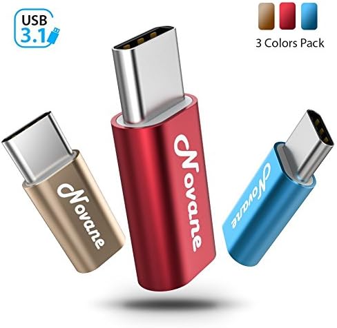 Novane Micro USB to type c adapter, USB 3.1, USB 3.0 Data Syncing and Charging, For Samsung, HUAWEI, XIAOMI, MOTO, Google Pixel etc. Android mobile cable, charger (Multi-color mixed | 3 Pack)