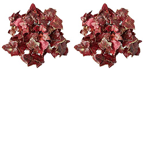 Factory Direct Craft Group of Glitter Accented Burgundy Artificial Ivy Candle Rings - 2 Candle Rings