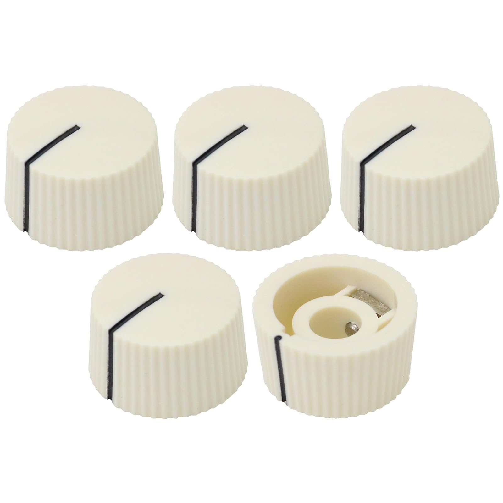 6.4mm Round Hole Wide Instrument/Equipment Control Knob Pack of 5 (White (Ivory)) — image 1