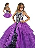 HuaMei Girls Princess Sequins Ball Gowns Purple Party Pageant Dresses 5 US Purple