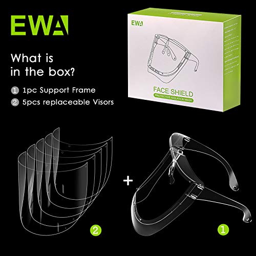EWA (5 Replaceable Visors Packed) Clear Safety Face Shield, Super