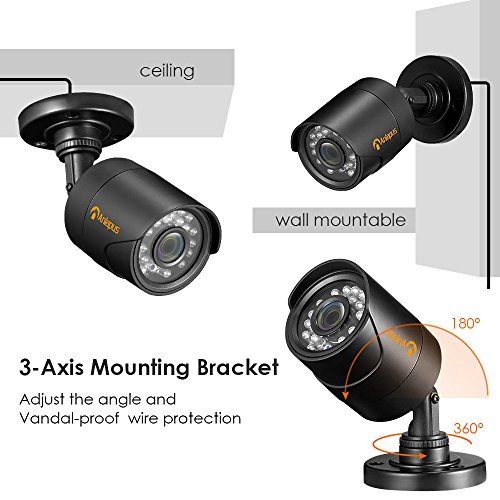 Anlapus 8CH 720P Surveillance Security DVR Recorder and (8) 1.0MP 720P(1280TVL) Outdoor Indoor Weatherproof Bullet CCTV Cameras with and Motion Detection and Night Vision(NO HDD)