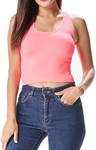 in2you Seamless Open Back Crop Top (Neon Coral)