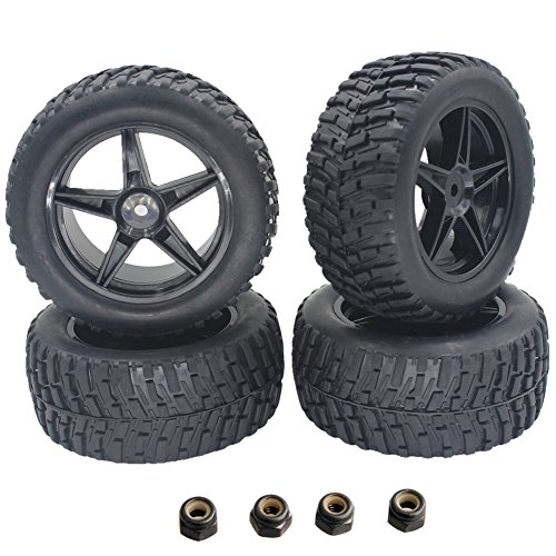 4 Pieces 2.2 inches Tires & Wheel Rims 12mm Hex Foam Inserted For RC Off Road Rally Monster Tyre