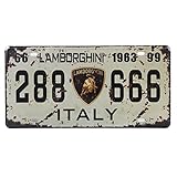 Uniquelover Lamborghini 666 Retro Vintage Auto License Plate Tin Sign Size 12
