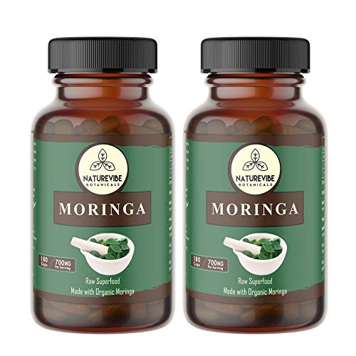 360 Capsules Organic Moringa Oleifera, Ultra-Premium -100% Organic Moringa Leaf Powder, 700mg Per Serving | Veg Capsules | Gluten Free | Antioxidant Supplement | Weight Loss and Anti-Aging (Best Weight Loss Pills In South Africa)