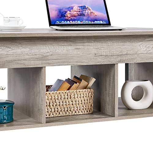Yaheetech Gray Coffee Table, 47.5in Lift Top Coffee Table with Storage