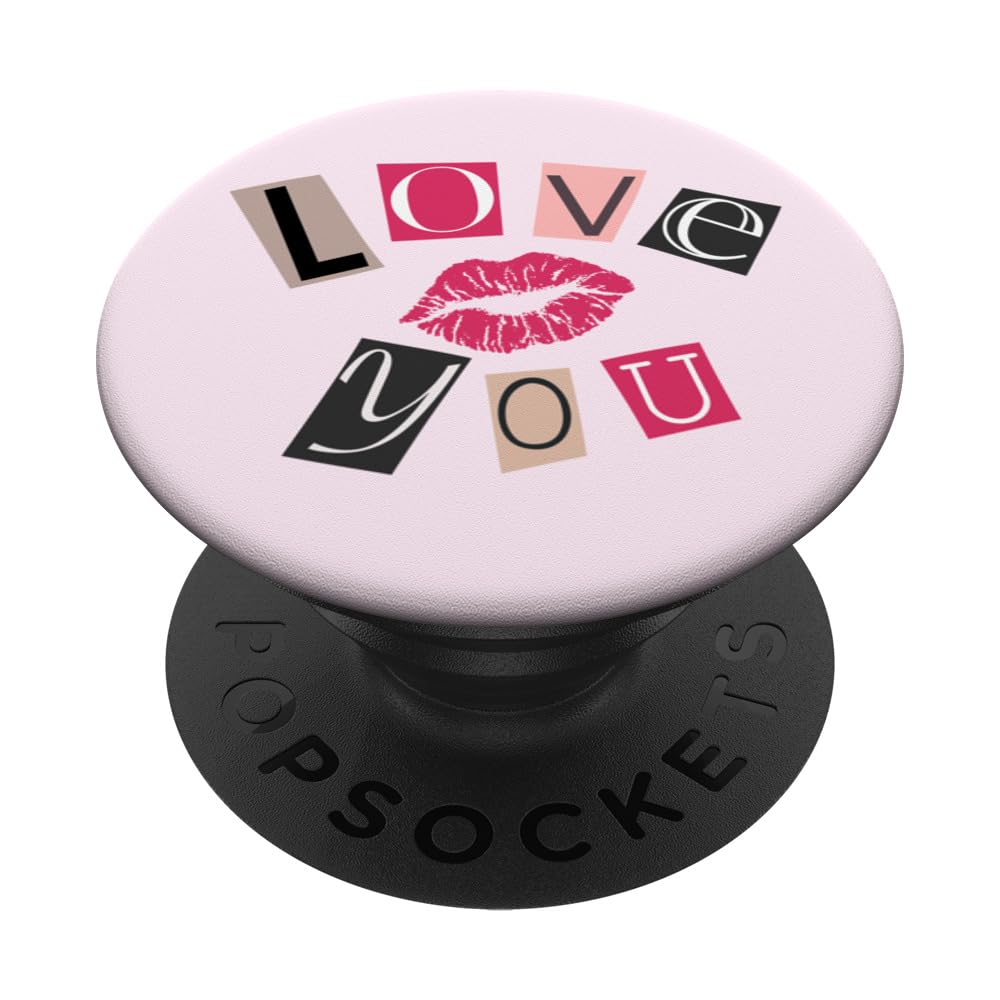 Y2K Aesthetic Preppy Pink Kiss Lips Print Girl Mcbling 2000s PopSockets Swappable PopGrip