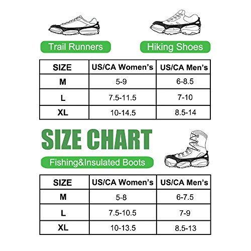 EnergeticSky Crampons for Shoes,Anti-Slip Traction Ice Cleats Snow Grips with 19 Spikes Stainless Steel for Walking,Jogging,Climbing,Hiking-by LYSHION