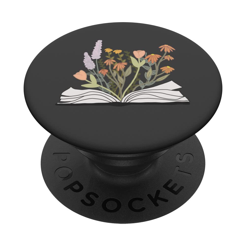 Floral Flower Book Reading Bookworm Nerd Growing Literature PopSockets Swappable PopGrip