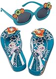 Disney Frozen Princess Elsa Platform Flip Flop Sandals and Sunglasses Set