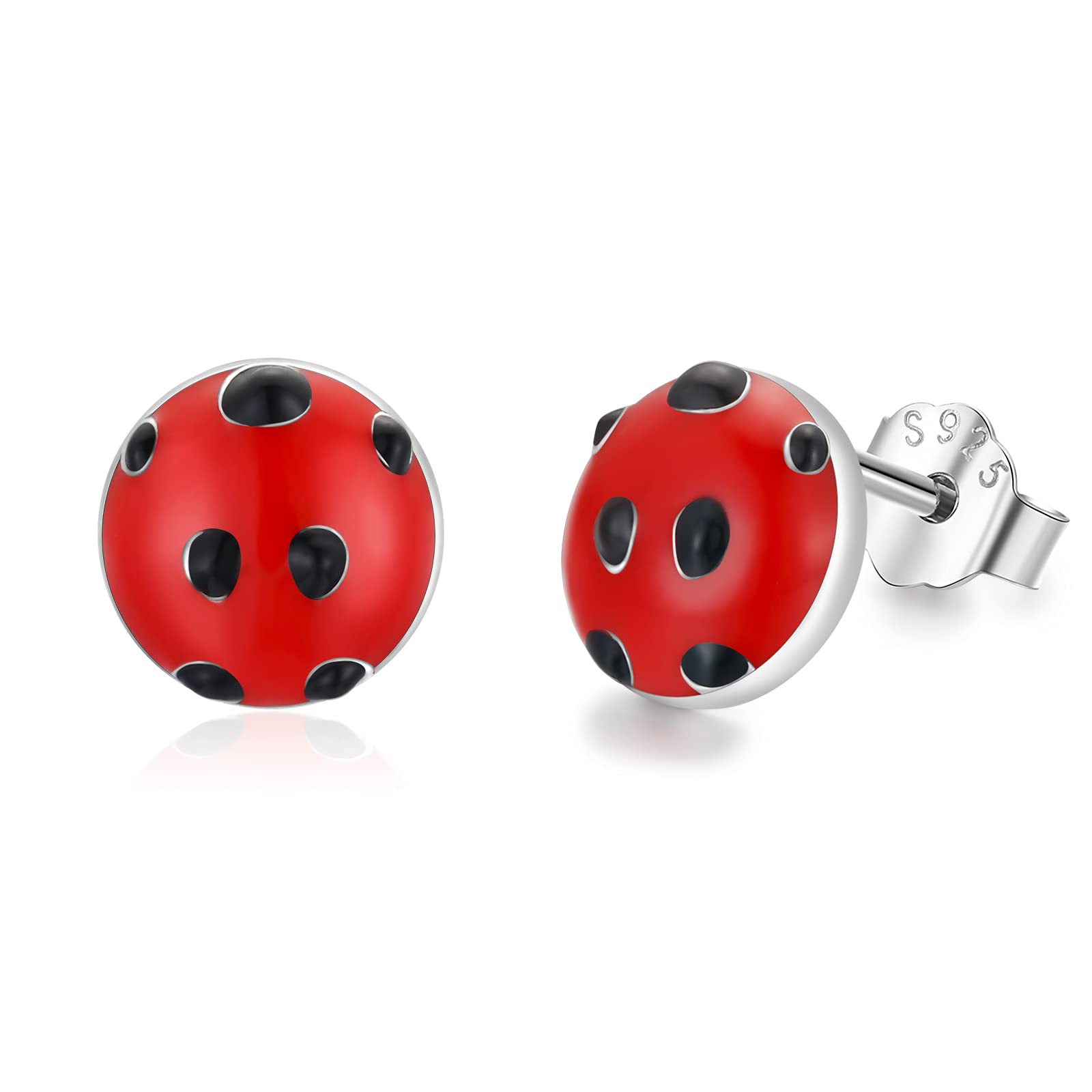 Ladybug Earrings for Women Girls 925 Sterling Silver Hypoallergenic Cute Studs Earrings for Sensitive Ears Ladybug Jewellery Gifts for Daughter