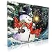 BANBERRY DESIGNS LED Wall Art - Lighted Snowman Canvas Print - Christmas Wall Hanging Snowman with a Red Scarf Holding a Lantern - Winter Holiday Scene 11.75