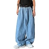 Nutriangee Men's Loose Fit Baggy Jeans Casual Streetwear Wide Leg Hip Hop Oversized Denim Pants