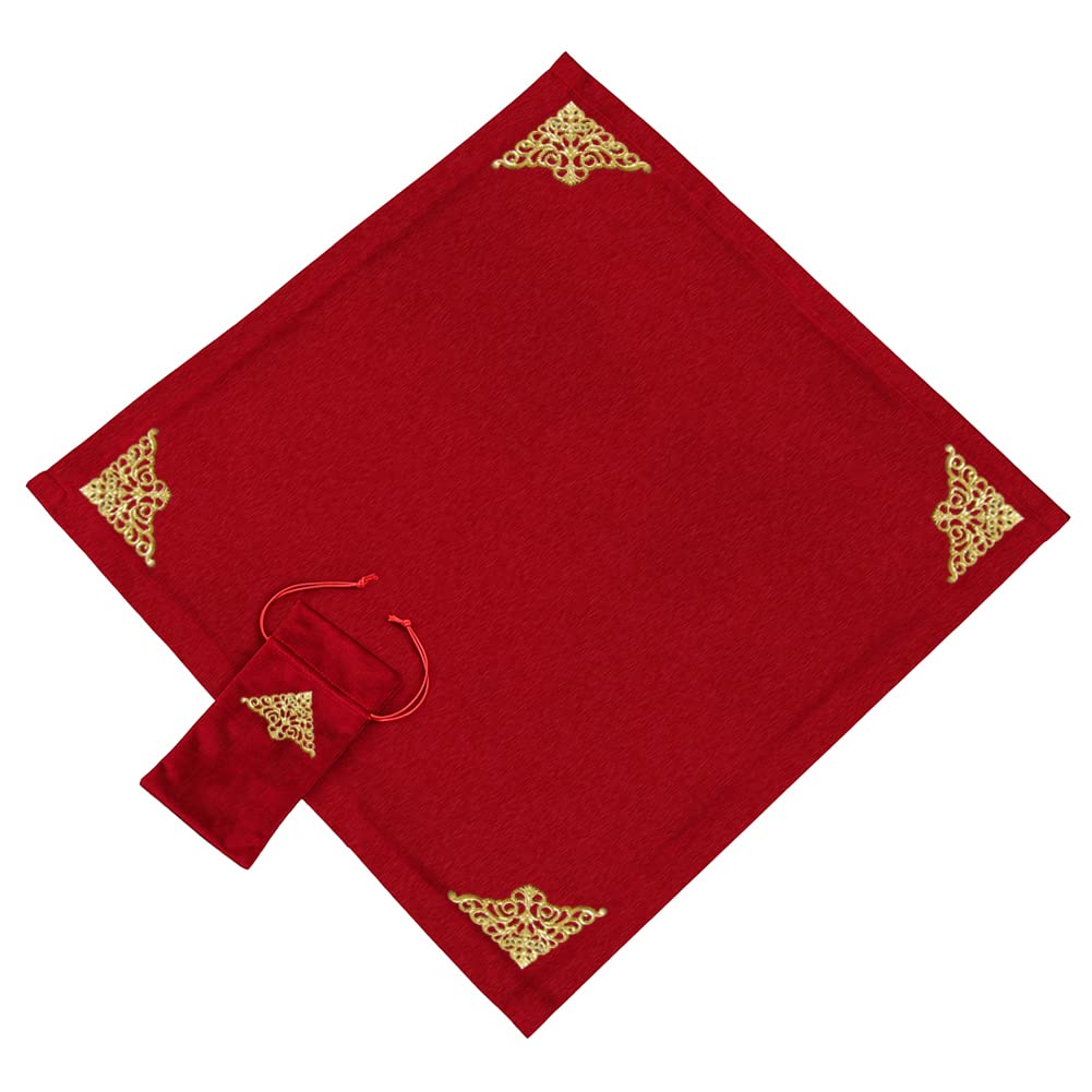 BLESSUME Altar Tarot Table Cloth for Reading Wicca Square Divination Velvet Cloth with Tarot Pouch — image 1