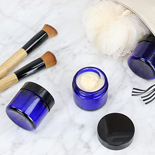 Cornucopia 2oz Cobalt Blue Glass Cosmetic Jars (12Pack); Straight