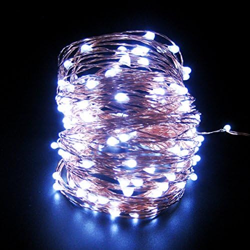 DODOLIGHTNESS 164FT Copper Wire LED String Lights Fairy Starry Lights with 12V 1A Power Adapter and Dimmer For Chritsmas Wedding Halloween Patio Party Decorations(Cool White)