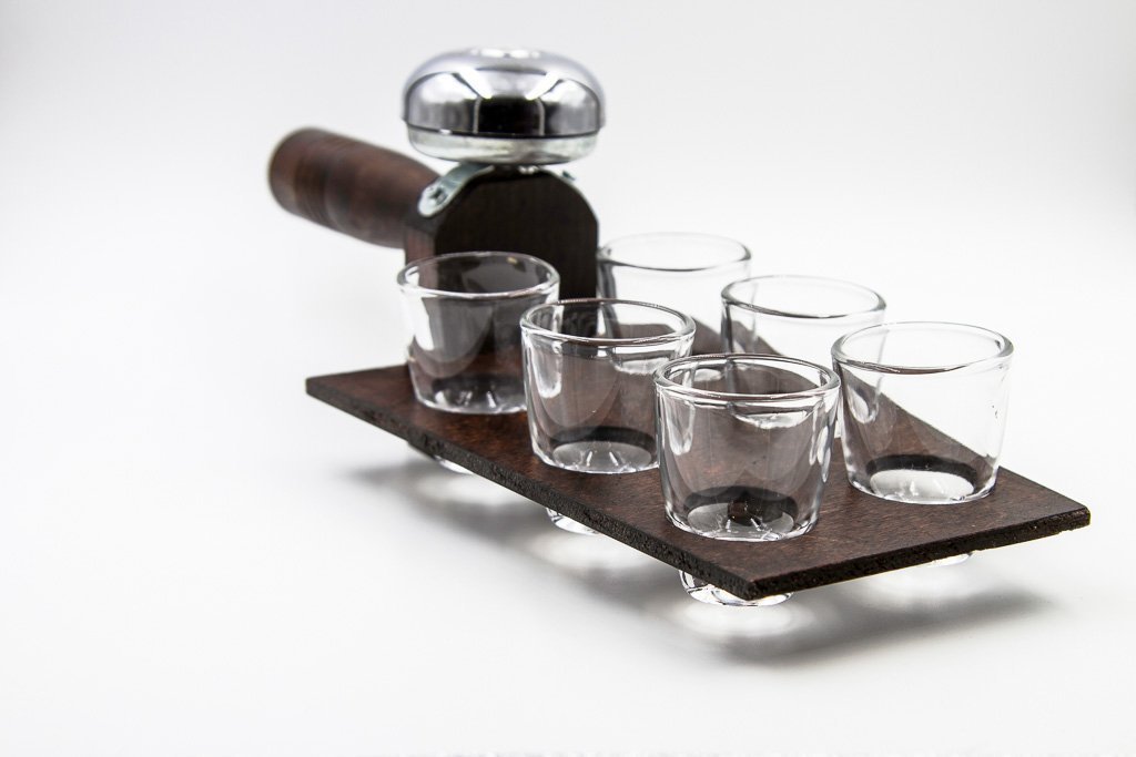 Handmade Wooden Shot Tray Includes Set of 6 Shot Glasses Made in Michigan Handmade