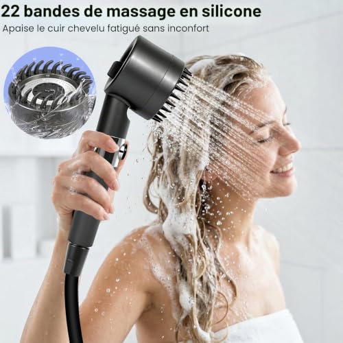 KingSom Camping Shower, Portable Shower with Heating, 8000mAh Rechargeable Electric Shower Pump, Adjustable Camping Showers with Large LED Smart Screen for Outdoor, Hiking