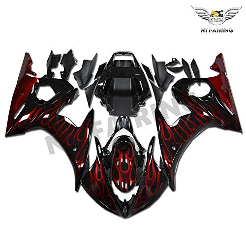 NT FAIRING Red Flames Injection Mold Fairing Fit for Yamaha YZF 2003-2005 R6 & 2006-2009 R6S New Painted Kit ABS Plastic Motorcycle Bodywork Aftermarket