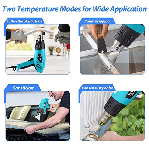 Heat Gun, HoLife 1500W Dual Temperature Hot Air Gun with Four Nozzle, Over-load Protection for Crafts, Shrink Wrapping, Removing Paint