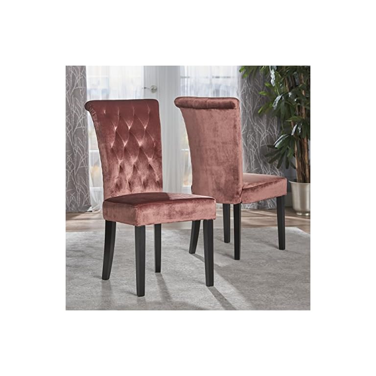 Christopher Knight Home Tufted Velvet Dining Chair, Blush