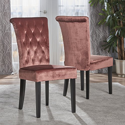 Christopher Knight Home Tufted New Velvet Dining Chair, Blush