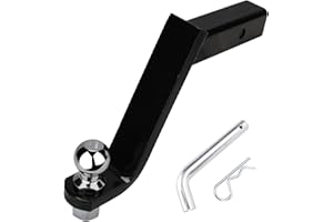 Angcosy 2-Inch Trailer Hitch Ball Mount, Heavy-Duty Steel, 5,000 lbs Capacity, 8" Drop, 6-3/4" Rise, 2" Trailer Ball & 5/8" Hitch Pin Included