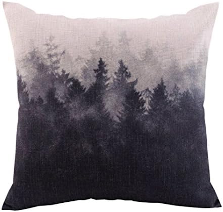 NATURALSHOW Forest Scenery Style Cotton Linen Throw Pillow Case For Home Sofa