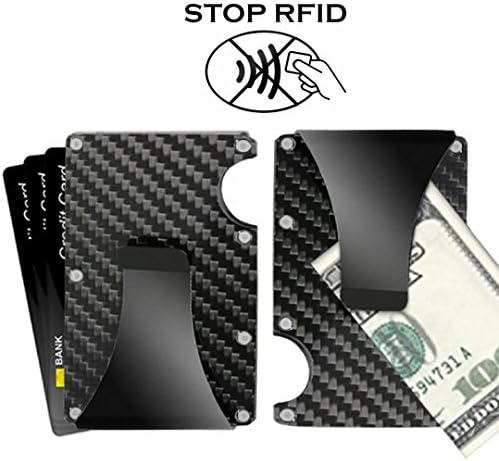 DrTopNotch Carbon Fiber Wallet Slim Front Pocket Minimalist Card Holder Security Ridge EDC Wallet RFID Flipside Blocking Money Clip