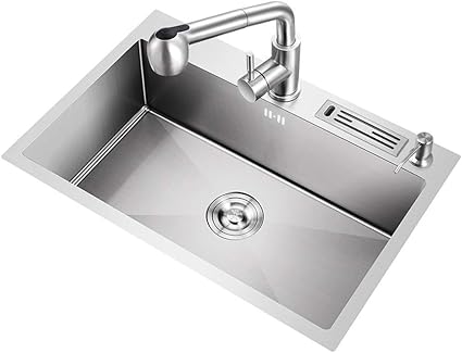 Queiting Combo de fregadero de cocina cuadrado, fregadero de un solo