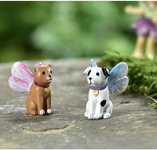 Fairy Garden Animals Pets Dog Cat with Wings Miniature Figurines (Set of 2)