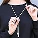 Lavany Women's Necklace Pendant, Luxury Long Necklace Sweater with Crystal Pearls Pendant Charm for Women (Silver)