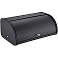 HILFA Stainless Steel Bread Box with Roll Up Lid, For Easy Kitchen Counter Storage, Bread Bin Holder,17.5X11.5X7.5 inch, Matte Black For Home and Kitchen