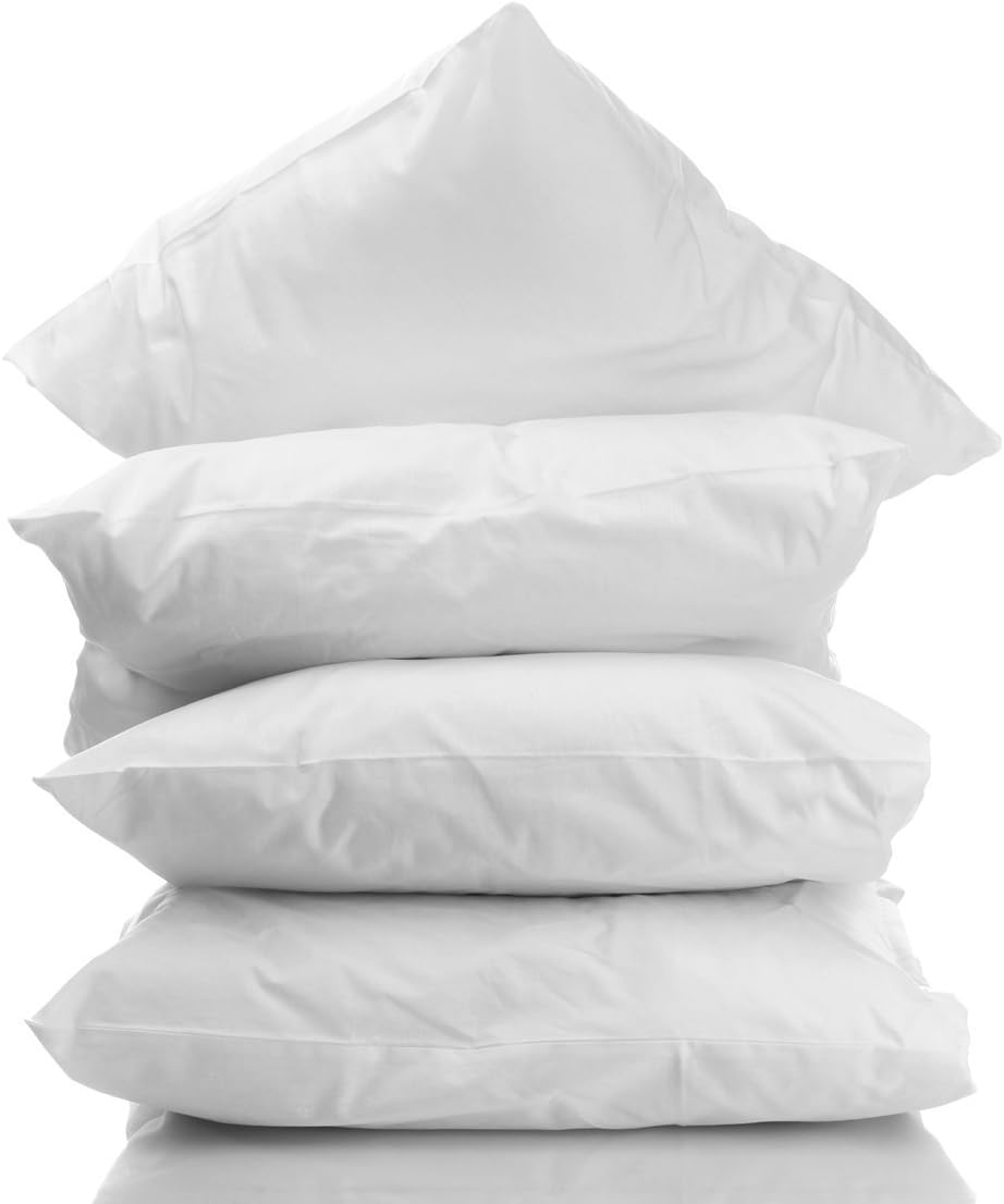 Digital Decor 4-Pack Hotel Sleeping Pillows 100% Hypoallergenic White with High Thread Count 100% Cotton Shell. Made in USA.