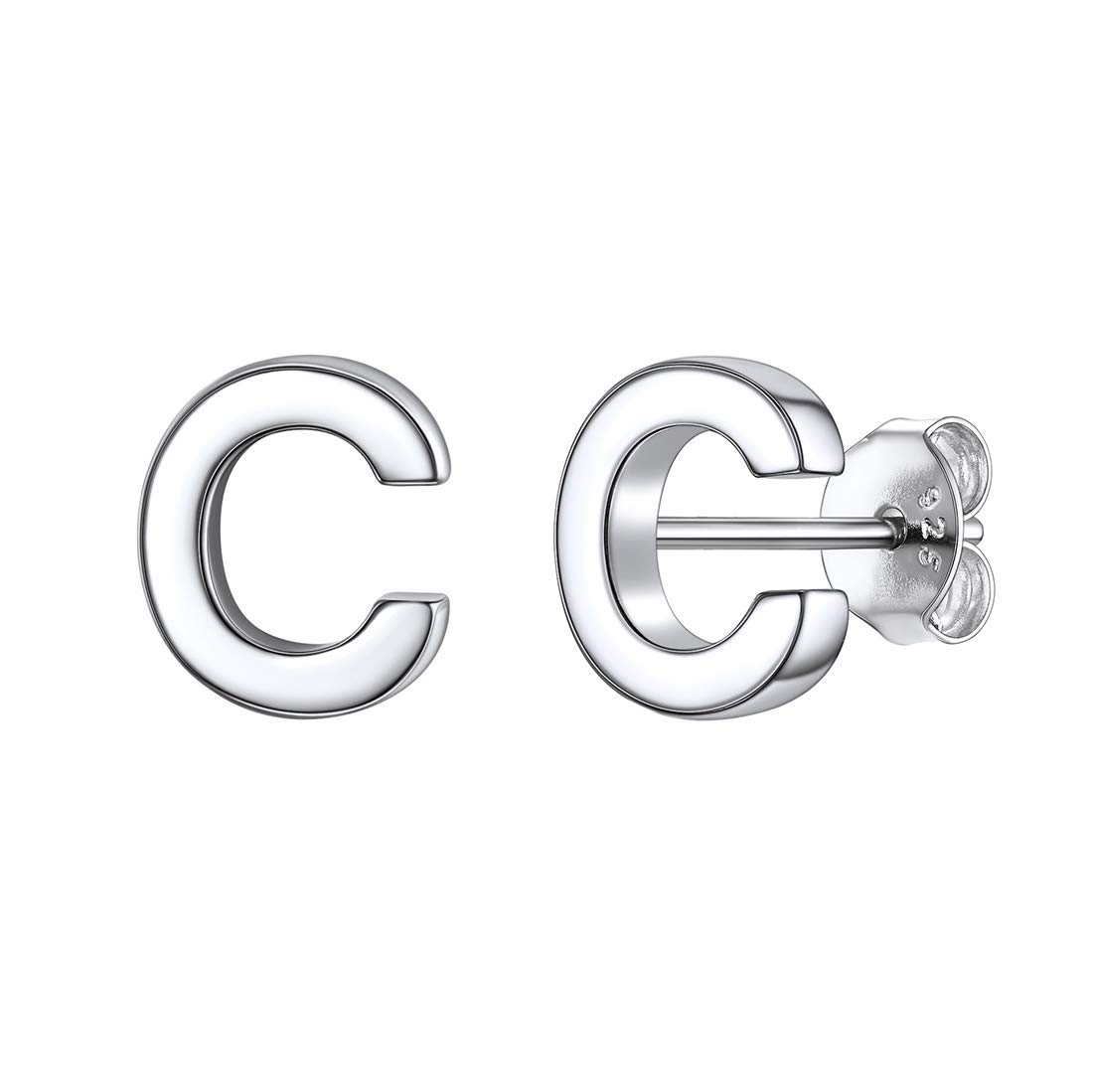 ChicSilver 925 Sterling Silver Initial Earrings Letter C Earring Studs for Women Monogram Name Jewelry โ image 1