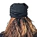 Satin Life Adjustable Drawstring Soft Slouchy Satin Lined Hat (Black)