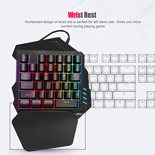 Bindpo OneHanded RGB Backlight Gaming Keyboard, 35Keys USB Wired
