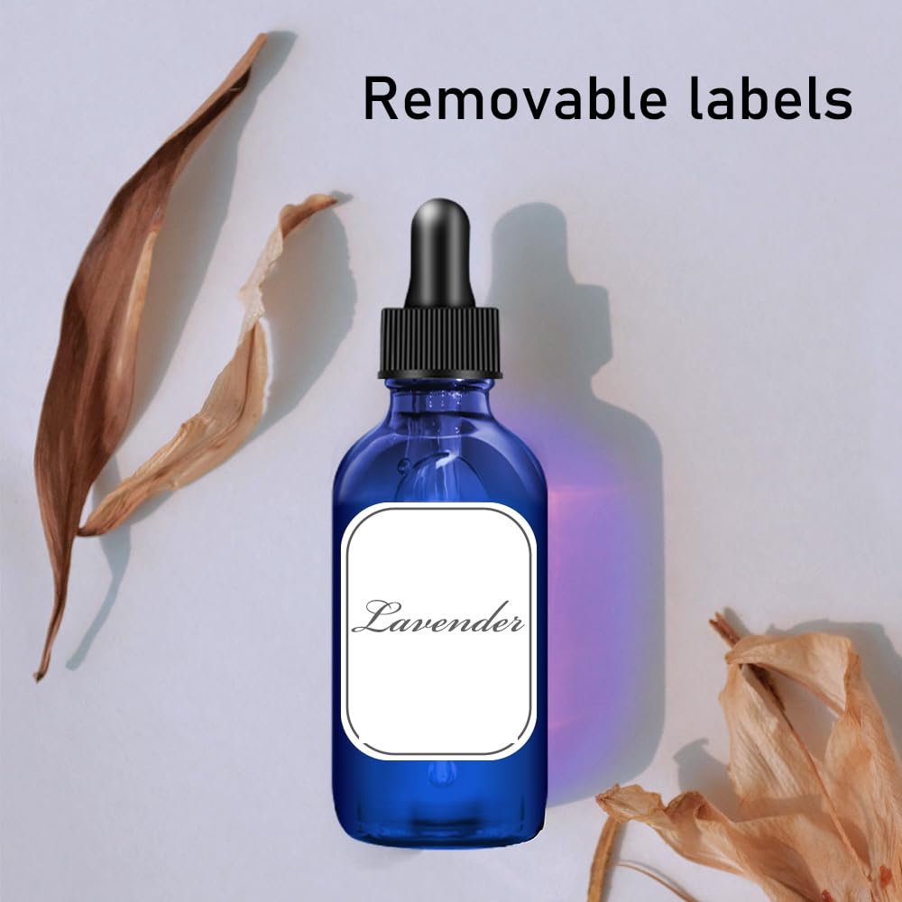 Bumobum Dropper Bottle 2 oz, 2 pack Blue Glass Eye Dropper Bottles with Labels and Funnel, Leakproof Tincture Bottles with Measured Dropper