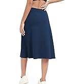 Women 28" Midi Long Skorts,Knee Length Skorts Swim Skirts with Arc-Saped Pocket