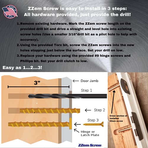 ZZem Screw Door Security & Repair Door Hinge Repair Kit for Easy Stripped Screw Hole Repair