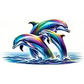 Ocean Elf Dolphin Fish PVC Vinyl Car Decals Stickers Waterproof Self-Adhesive Decals for Cars, Laptops, Trucks, Motorcycles Wall Window Luggage Scratch Cover Door Decor Sticker