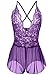 Avidlove Women Sexy Lingerie Lace See-through Babydoll Open Crotch Pant Dress (L = US M, Purple (FBA))