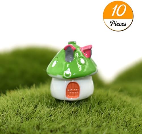 YEDREAM 10pcs Resin Miniature Fairy Garden Mushroom House Ornament Outdoor Decor Home Decoration Mini Garden Decor