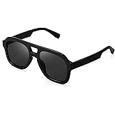 FEISEDY Vintage Aviator Sunglasses Double Bridge Women Men Large Square Thick Frame Trendy Eyewear UV400 B2846