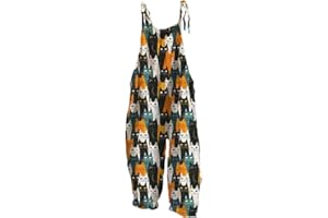 Bengbobar Womens Overalls Plus Size Loose Fit Animal Print Sleeveless Jumpsuit Wide Leg Romper Casual Jumpsuits with Pockets