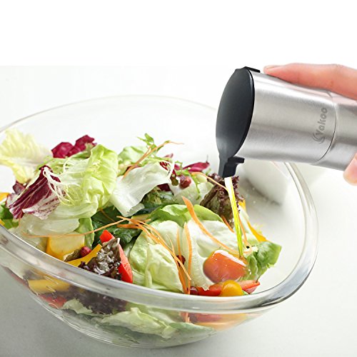 Kitchen Oil Dispenser - VAKOO Stainless Steel Olive Oil and Vinegar Cruet Dispenser Set - BPA-free Leak-proof Glass Oil Bottles - Best Cooking Oil Container for Kitchen - Thumbnail 3