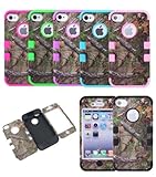 JUSTING@Apple iPhone 5C 3-piece Triple Layer Hybrid Real Tree Camo Hybrid Hard Case Cover (Black)