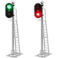 JTD433GYR 2PCS Model Railroad Train Signals 3-Lights Block Signal 1:43 O Scale 12V Green-Yellow-Red Traffic Lights for Train Layout New